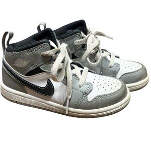 Kids Air Jordan Gray and White Sneakers